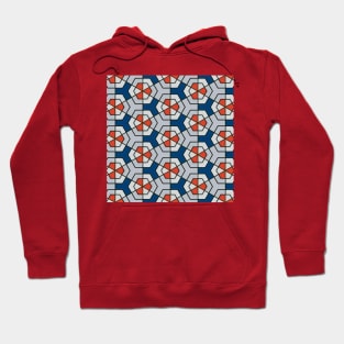 White, red and blue triangle pattern (triangle pattern art, triangle pattern drawing and triangle pattern design) Hoodie